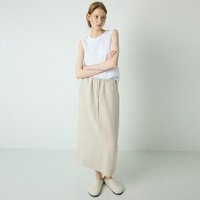 100% Linen Women's Drawstring Straight Skirt Spring/Summer New Arrival Elastic Waist Simple Casual Loose Woman Back Split Skirts