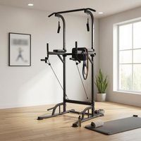 Heavy-duty Steel Frame Dip Tower Adjustable Height Strength Station Stable Base Indoor Pull-up Station for Full-body Workout