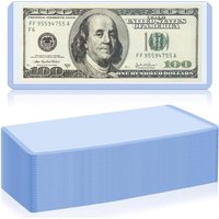 10-piece transparent banknote sleeve, made of PVC, suitable for regular banknotes, size 6.8 x 2.9 inches.
