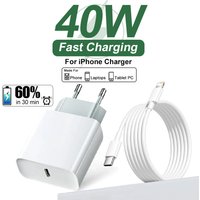 For iPhone 40W PD Phone Charger For iPhone 11 12 13 14 15 16 17 Pro Max 16 Plus 17 Air iPad Fast Charging Type C Cable Charger