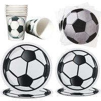 Soccer Party Disposable Tableware White Soccer Ball Paper Cups Plates Napkin Football Themed Birthday Party Supplies for Kids