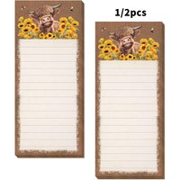 1/2-Piece Magnetic Memo Pad Set 20.07 x 7.62 cm Highland Cow Magnetic Planner Memo Pad Refrigerator Magnets - Non-Sticky