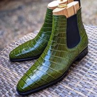 Multi Colors Crocodile Print Square Toe Boots Fashion Slip On Men Boots Luxurious Handmade Party Banquet Office Men Dress Shoes