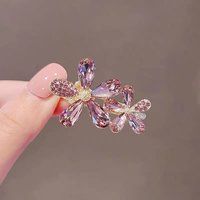 High-end Crystal Rhinestone Flower Hairpin Temperament Women Side Bangs Duckbill Word Clip Exquisite Alloy Hair Accessories