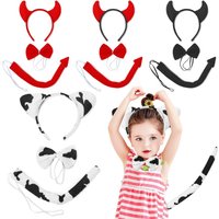 Carnival-Themed Red Halloween Devil Costume Set Demon Costume Cosplay Devil Horn Headband Devil Tail + Bowtie for Party Props