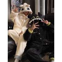 DAIMELU Toothless Boy Couple Pajamas Women's Autumn sleepwear Coral Fleece Fleece Thickened Hooded Men's Winter nightwear Set