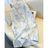 Female Fashion Casual Printed Skirt Summer Lady High-end Straight A-line Hip Maxi Skirt Women High Waist Embroidered Long Skirts