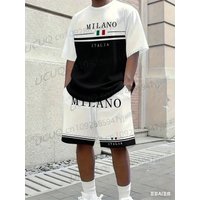 Italia Milano Elements T Shirt Casual Fashion Short Sleeved Set For Beach Vacation Beach Wear Taken Down Men'S Y2k Set
