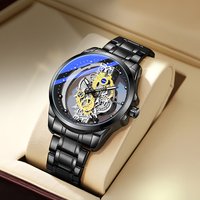 TPW Hot Trendy Fashion Wholesale Men Golden Black Blue Skeleton NOT Automatic Watch Quartz Wrist Watches Luxury 2024