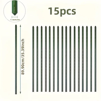15Pcs 8mmx60cm/ 11mmx90cm Two choices,Green Plastic Coated Steel Plant Stakes, Long-Lasting Garden Sticks H0983AA