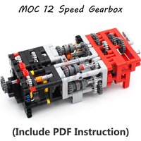 399 PCS High-tech 12 Speed Sequential Gearbox Model Set MOC Building Blocks Compatible PF Set Technology Transmission Bricks Toy