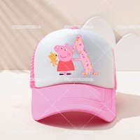 Cartoon Peppa Pig A-Z Print Baseball Caps Name Combination Letter Casquette Kids Adult Size Mesh Hats Beach Vacation Headgear