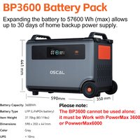 Oscal 3600Wh Batteriepack (funktioniert nicht eigenständig) für PowerMax 3600/PowerMax6000 Powerstation, Notstromversorgung für Zuhause, Camping, Notfälle, Wohnmobil