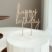 YOMDID 1PC Wooden Birthday Cake Insert Card Happy Cake Topper Perfect for Birthday Party Decor and Dessert Table Dress Up