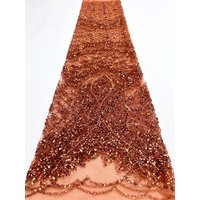 Gold Heavy African Beaded Lace 2026 High Quality Nigerian French Mesh Lace Fabric With Sequins For Wedding Party Dress Women