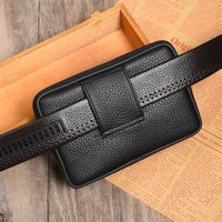 Retro Leather Small Waist Bag Solid Color Bum Belt Pack Casual Fanny Business Waist Bag Men Travel Sports Belt Bum Phone Pouch