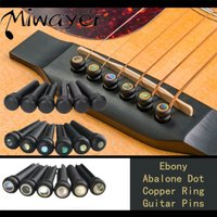 Miwayer Ebenholz-Gitarren-Stegstifte, 6 Stück, für 6 und 12 Saiten, Akustikgitarre, feste Saitennägel