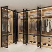 #Modern Custom Design Walk In Closet Wardrobe Aluminum Profile Frosted Glass Bedroom Wardrobes Cabinet for Bedroom