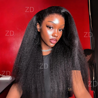 26" Black Soft Pre-plucked Yaki Straight 180 Density Glueless Synthetic 13X4 Lace Front Wig For Women Baby Hair Daily