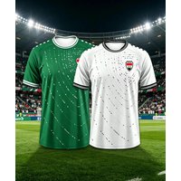 Iraq Style Soccer Jersey Breathable Quick-Dry Short Sleeve Green Dot Pattern Football Shirt for Fans & Matches Kids and Family