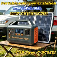 500W portable power station, solar generator 220V 384Wh 30Ah large capacity mobile power supply LiFePO4 emergency power supply
