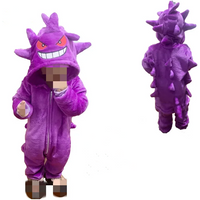 Fioletowy smok Gengar Kigurumi Onesies dzieci przebranie na karnawał Halloween prezent urodzinowy Anime piżama flanelowa z zamkiem błyskawicznym