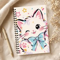 Watercolor Cat-themed Notebook 1pc, Blank Lined Pages, Ideal Gift for Note-Taking, Inspiring for Everyone, Perfect for Students