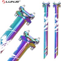 LUNJE Bicycle Seatpost Colorful MTB Seat Post 27.2 31.6mm Mountain Bike Saddle Seat Tube Bike Parts 400MM
