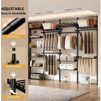 Bedroom Metal Open Wardrobe Pole System Movable Walk in Closet System Diy Combination Wardrobe Closets