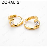 18K Gold New Women Fashion Jewelry Earrings for Women Classic High Quality Zircon Crystal Gold Stud Earring Valentines Day