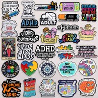 ADHD Autism Anxiety Collection Enamel Pin Neurospicy Autistic Awareness Puzzle Mental Health Badge Brooch Jewelry Friends Gift