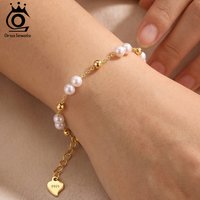 ORSA JEWELS Natural Pearl Bracelet Chain for Women Gift 925 Sterling Silver Pearl Beads Dainty Bracelet Fashion Jewelry GPB40