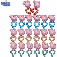 20pcs Peppa Pig Theme Cartoon Cute Wrist Balloon Combination Set For Children's Birthday Party Must Have New Creative George