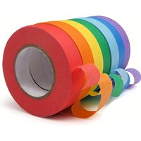 7Rolls Colored Masking Tape Rainbow Colors Painters Tape Colorful Craft Art Paper Tape Labeling Arts Crafts Decorative Supplies