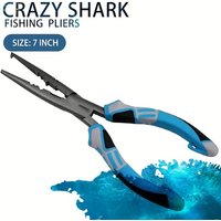 Fishing Pliers Made of Carbon Steel, Multi-Functional Tool with Anti-Slip Handle, Fish Hook Remover and Split Ring Tool