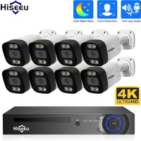 Hiseeu 4K 8MP POE Security Camera System AI Face Detection 8 Port NVR H.265 Home Waterproof CCTV Surveillance IP Camera Kit