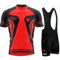 2025 Albania National Team Cycling Jersey Set Summer Bicycle Clothing Road Bike Shirts Suit Bicycle Bib Shorts MTB Ropa Maillot