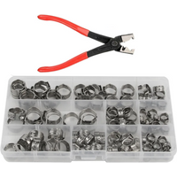 100pcs Stainless Steel Single Ear Hose Clamp Kit with Installation Pliers for Automotive Marine Plumbing Repair