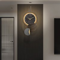 Wooden Grille Decorative Wall Clock, TV Background, New, 2024