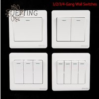 Wall Switches 1/2/3/4 Gang Button Wall Light Switch On / Off Push Button Interruptor Stainless Steel Panel Work With LED Lamp