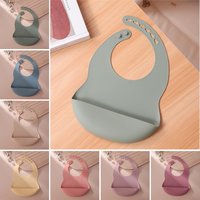 Color Kids 1PCS Silicone Baby Bib Adjustable Waterproof Feeding Bib BPA Free Soft Drool Bib Newborn Essentials Saliva Towel