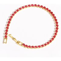 Good Quality Simple Round Cubic Zirconia Rose Red 5A CZ Tennis Chain Bracelet Classic Fashion Women Jewelry