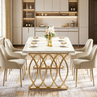 gl-Dining Room Sets 6 Chairs Seater Table Furniture Luxury Modern for Metal Stone Commercial Stainless Steel Kitchen Table(