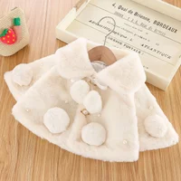 Girls Jackets And Coats Winter Warm Outerwear Faux Fur Long Sleeve Kids Baby Fashion For Birthday Party Flower Dress