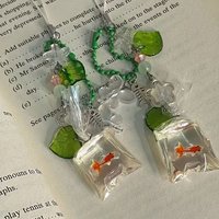 Handmade Fish Bag Phone Charm - Y2K Aesthetic Fish-Shaped Keychain Jewelry for Women, Cute Phone Accessory with Fish Scale Charm
