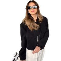 Women Fashion Jacket Solid Color Coat Autumn Winter Button Baseball Aviator Cropped Jackets For Women Long Sleeve Crop Outerwear