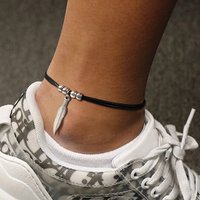 Casual Handmade Braided String Rope Chain Anklets for Men,Stylish Feather Beads Charm Ankle Bracelet,Beach Barefoot Gift Jewelry