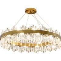 Round Oval Black Silver Chrome Gold Crystal LED Hanging Lamps Chandelier Lighting Lustre Suspension Luminaire Lampen For Foyer