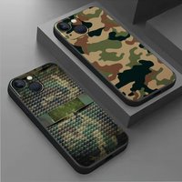 Soft Case for iPhone 15 14 SE 13 Pro 8 7Plus 6s XR 11 XS X 12Mini 14 Pro Max 12 Shockproof Black Cover Military Camouflage Green