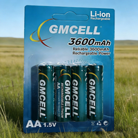 GMCELL AA Rechargeable Batteries 3600mWh 1.5V Li-ion 4-Pack High Power for Gaming Controllers